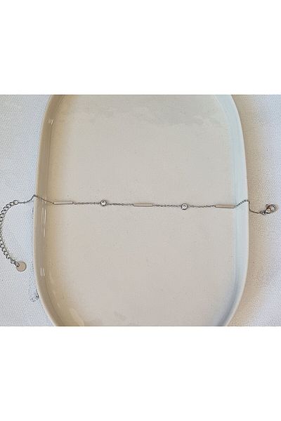 AKSESUARIM Stylish, Zircon Stone Suitable for Combinations, Design, Tarnish-Resistant Steel Anklet