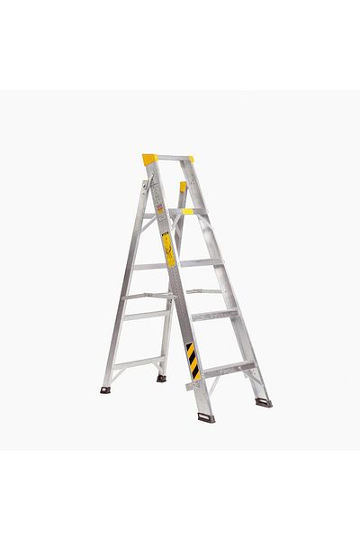 Mazaya Aluminium Mazaya Aluminum Foldable Ladder 5 Steps, Project Ladder Folding Heavy-Duty & Portable Step Stool wit