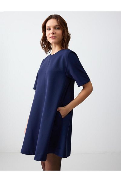 Jimmy Key Minimalist A-Line Dark Blue Dress
