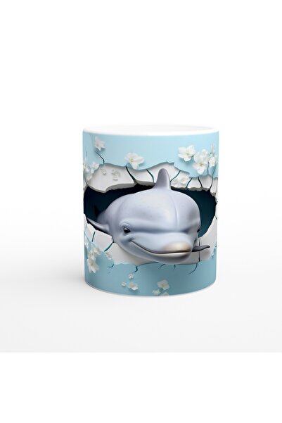 MESCHAIN كوب ذو طابع دولفين مبتسم وزهور مثقوبة على الحائط تحت الماء