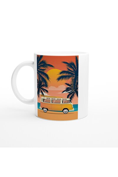 MESCHAIN كوب كلاسيكي بتصميم النخيل وعربة الأمواج على غروب الشمس