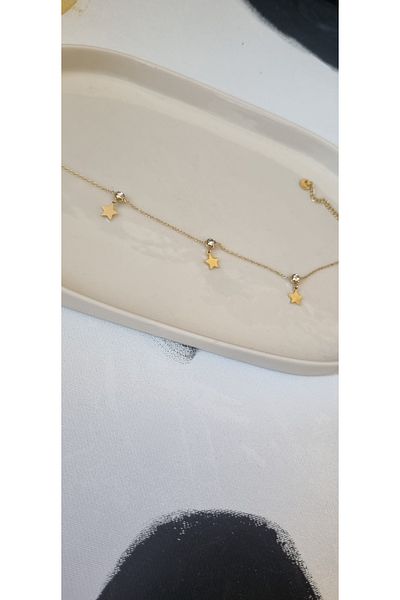 AKSESUARIM Zircon Stone and Star Theme Stylish, Steel, Non-Tarnishing Anklet