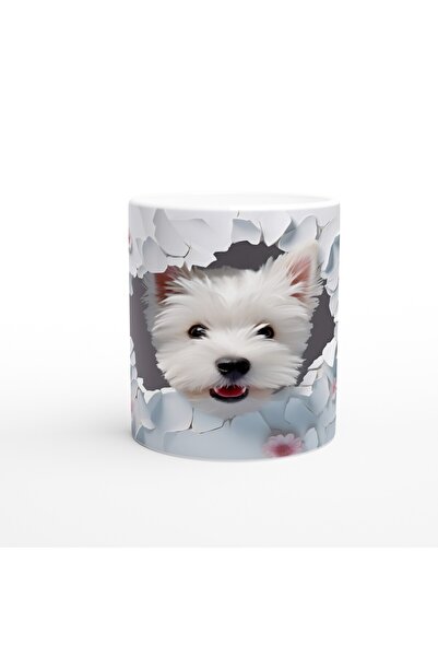 Generic Brand White Terrier among Flowers Themed Printed Mug