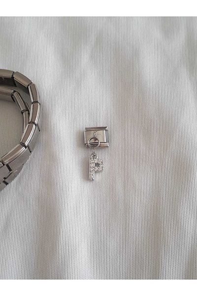 bijoux uniques Steel P Letter Zircon Stone Italian Charm