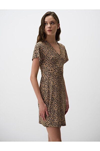 Jimmy Key V-Neck Relaxed Fit Leopard Print Mini Dress