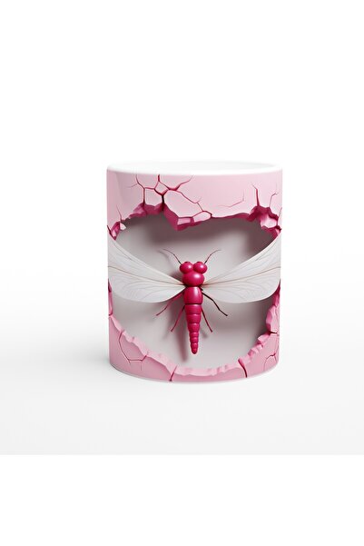 MESCHAIN كوب مطبوع عليه شكل اليعسوب بتأثير الجدار الوردي المتشقق