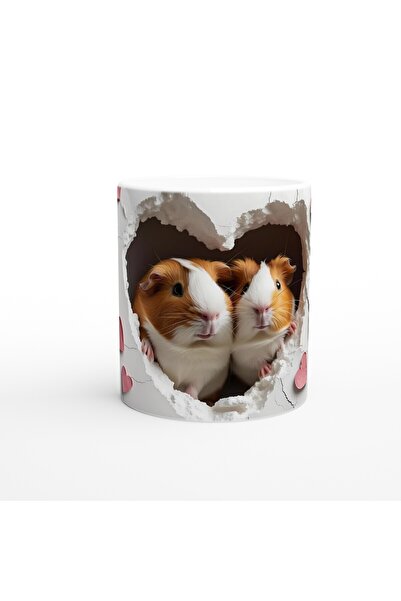 MESCHAIN كوب مطبوع عليه خنزير غينيا ينظر من نافذة القلب