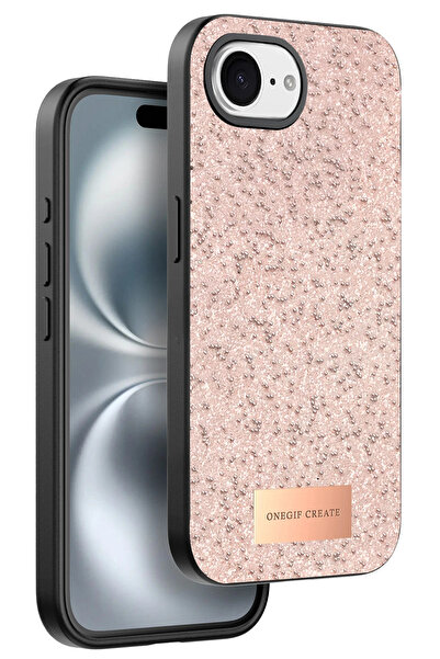 Rivor Apple iPhone 16e Uyumlu Kılıf Kamera Çıkıntı Taşlı Boncuk İşlemeli Siml...