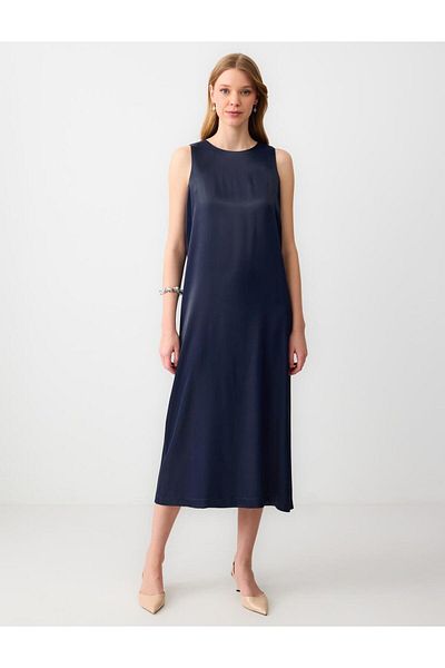 Jimmy Key Navy Sleeveless Midi Dress