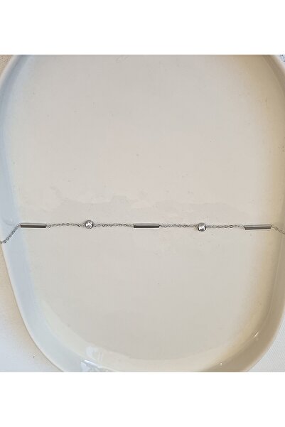 AKSESUARIM Stylish, Zircon Stone Suitable for Combinations, Design, Tarnish-Resistant Steel Anklet