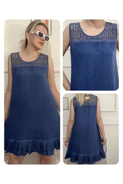 anne moda ankara Calitate superioară, curea groasă, detaliu din dantelă, 100% bumbac, rochie