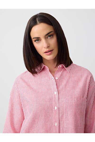 Jimmy Key Long Sleeve Striped Linen Shirt with Pockets