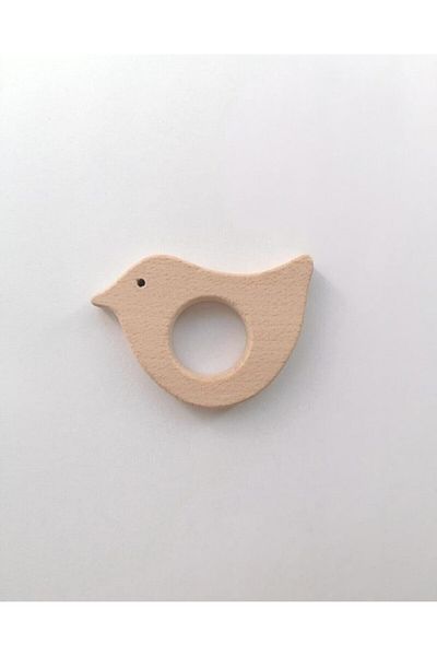 Sihirlihalka Amigurumi Bird Figured Wooden Teether Ring (2 Pcs)