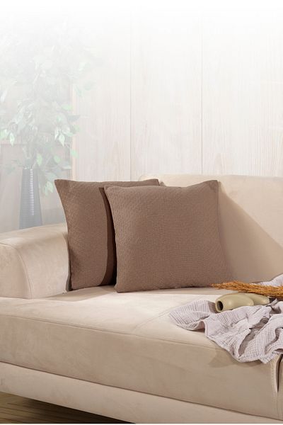 LADYNİL Бохемска калъфка за възглавница от 2 части, декоративна, 45x45, с цип, кафява