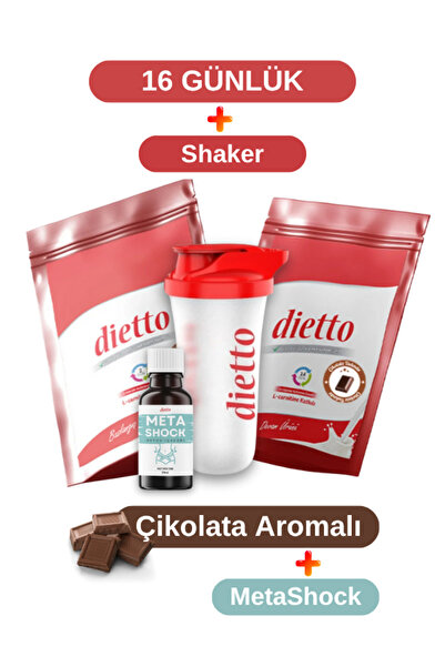 Dietto 16 Günlük Çikolata Aromalı Set - L Carnitine Katkılı - SHAKER - Metashock