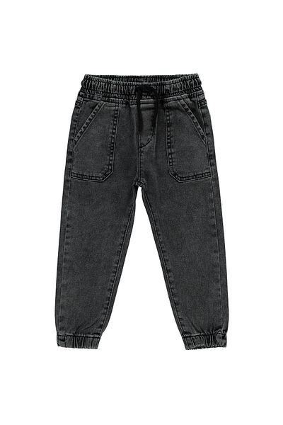 2kids2mom Boy's Black Jeans with Elastic Waist and Legs