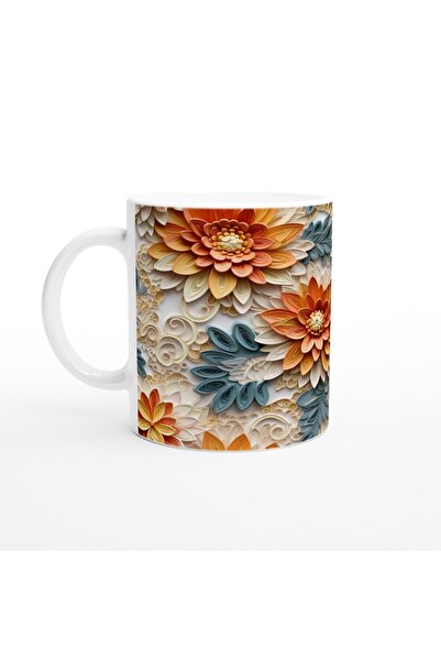 Generic Brand Paper Layered Peony Patterned Mug