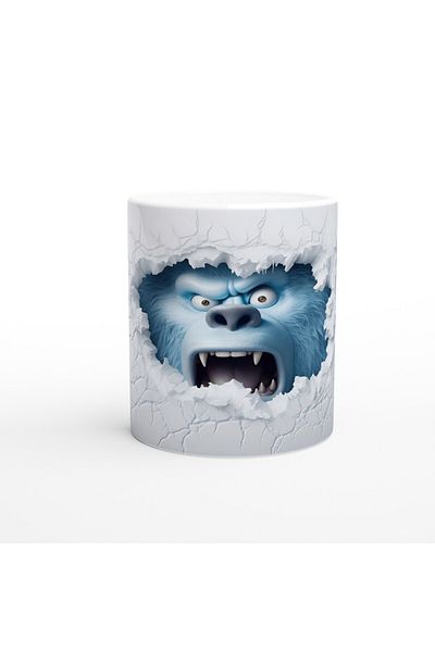 MESCHAIN Blue Yeti Themed Printed Mug with Frosted Cracked Wall Effect