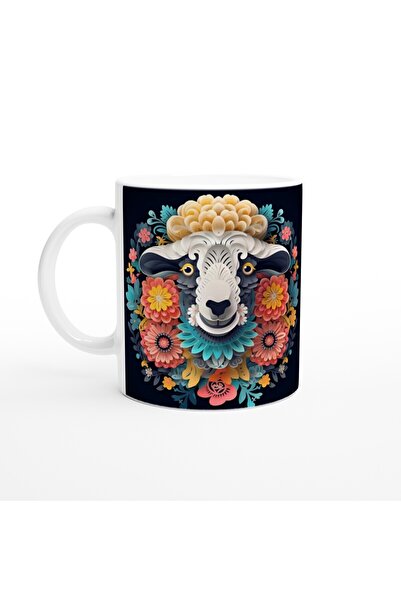 Generic Brand Floral Cheerful Sheep Mug