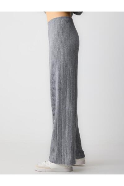 Jimmy Key High Waist Line Patterned Wide Leg Knitted Pants