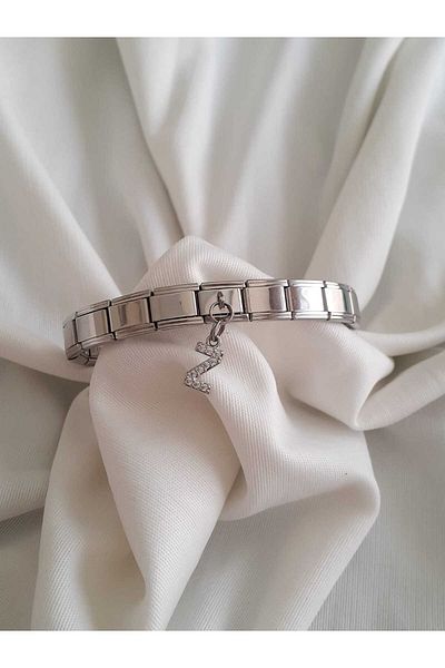 bijoux uniques Steel Z Letter Zircon Stone Italian Charm Bracelet