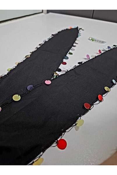 ASYA PAZARLAMA 5 Pieces of Black Sea Black Colored Beaded Keşan, Black Scarf, Shawl, Scarf, Hair Band, Black Bandana