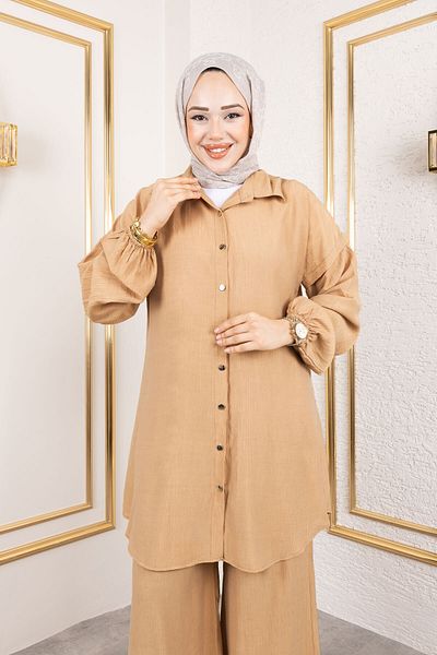 Tesettür Dünyası Strawberry Double Set Tsd250183 Camel