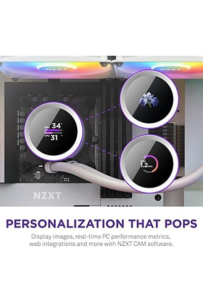 Nzxt مبرد سائل Kraken 360 RGB من NZXT بشاشة LCD مقاس 1.54 بوصة ومضخة عالية الأداء وF120 Co