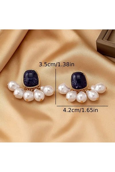 Accessories Vanilla Avenue Stylish Black Pearl French Vintage Dangle Modern Daily Use Women's Earrings