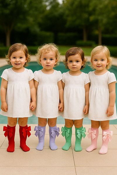 Masal Dünyası Bursa Baby Girl/Child Knee Socks with Bow Ribbon Detail on the Sides (4 Color Options Available)