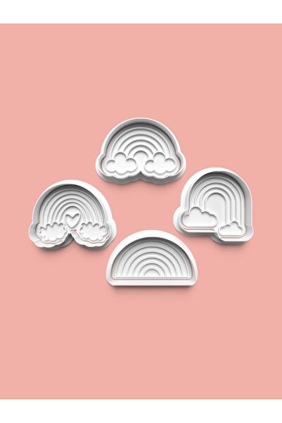 AKTASTORE قالب كوكيز بألوان قوس قزح وقالب عجينة السكر، مجموعة من 4 قطع 0772-set