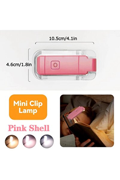 Choice Pink Shell Mini Book Light LED USB Rechargeable Reading Lamp Eye Protection Night Light Portable Cli