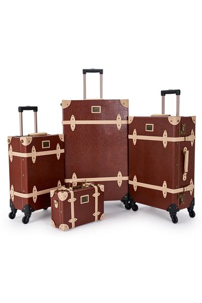 LİMRA Limra Classic Leather 4-Piece Luggage Set, Sizes 28"-24"-20"-13" Inch