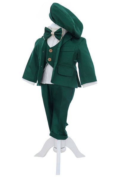 Recostore Green christening suit for boys, composed of 5 pieces, REC3107