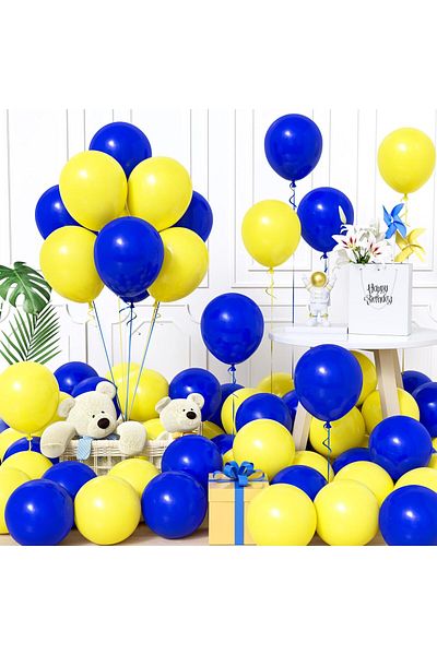 BALON DİYARI 25 Pieces Yellow & Navy Blue Balloon Set – Vibrant and Dynamic Party Decor