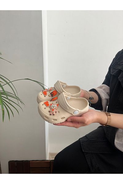 Behtah Kundura Κορίτσι Αγόρι Παιδί 6 Jibbitz Περίτεχνα Δώρο Κλειστή Μπροστά Κήπος Πισίνα Καθημερινά Σανδάλια Παντόφλες