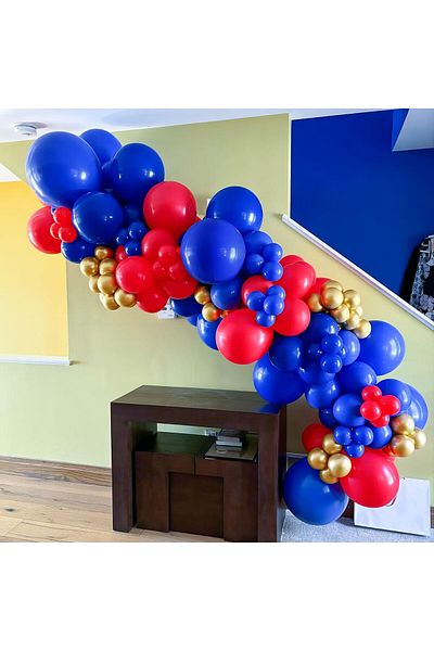 BALON DİYARI 15 Piece Blue & Red Balloon Set – Energetic and Eye-Catching Party Decor