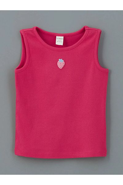 LC Waikiki Lcw Kids Fuchsia Crew Neck Printed Girls Undershirt 2-Piece