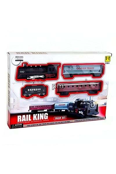 rexa Small size RAIL KING Classical Train Toy Set Locomotive with Light Track