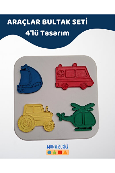 Montessori Araçlar Bultak Seti (4’lü) – Montessori Uyumlu, Renk & Motor Beceri Geliştirici Oyuncak (2+ Yaş)