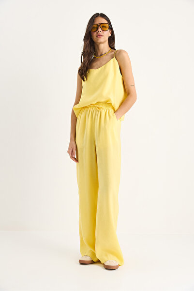 Bianco Lucci Women's Strappy Woven Modal Blouse Pants Top and Bottom Set 9298 60281024