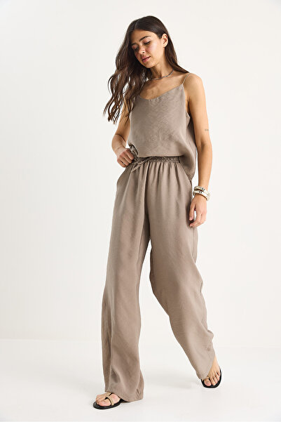 Bianco Lucci Γυναικείο λουράκι υφαντό Modal Μπλούζα Παντελόνι Κάτω-Επάνω Σετ 9298 60281024