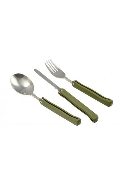 Perfect Home Camping cutlery with polyester cover, stainless steel, foldable, 3-piece set, 19.5 cm, Perfect Home