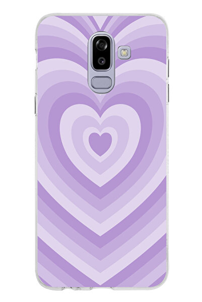 TechTree Samsung Galaxy J8 - A6 PLUS Uyumlu Mor Kalp Dalgalar Tasarımlı Şeffa...