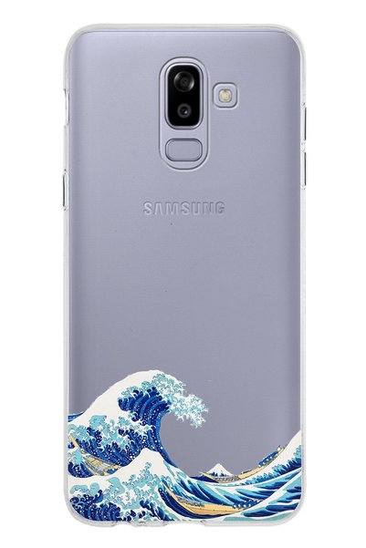 TechTree حافظة سامسونج جالاكسي J8 - A6 PLUS متوافقة مع تصميم موجة كاناغاوا أو...