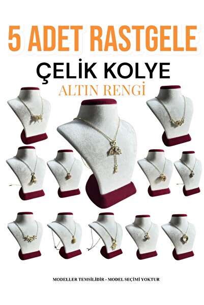 JANRA WORLD 5 adet Rastgele Çelik Kolye Paslanmaz Kolye Hediyelik Kolye Sevgi...