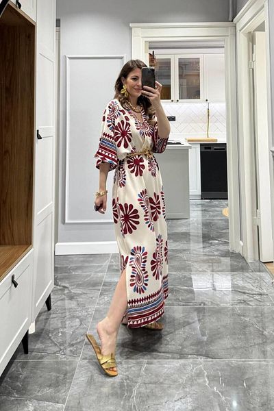 Banu Angay Rochie lungă boemă autentică roșie