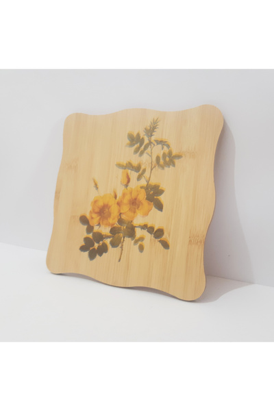 Penguen Patterned Wooden Trivet 19.5X19.5 cm