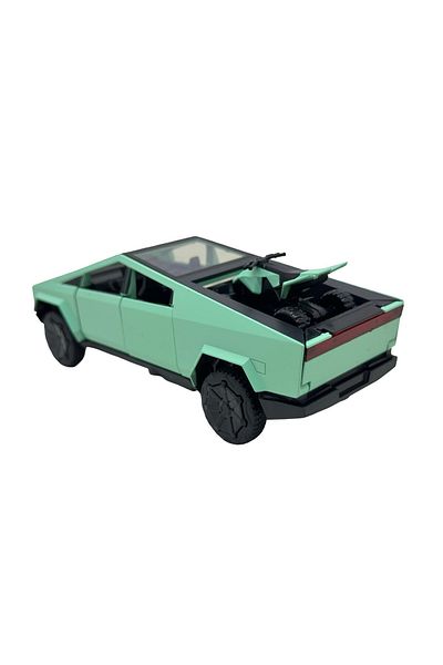 JPT Tesla Cybertruck green metal model with metal atv 1:32 with sound, lights, opens doors