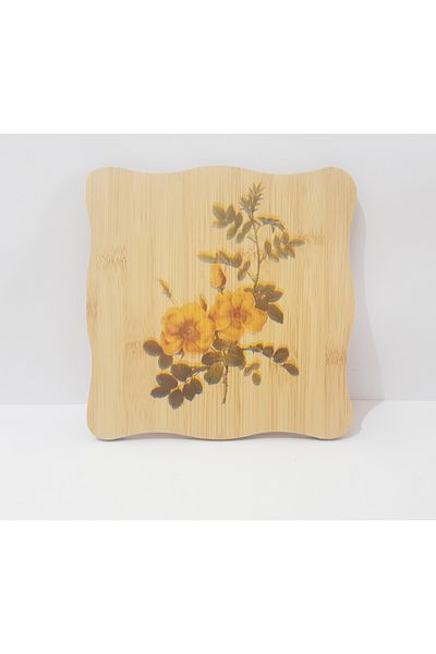 Penguen Patterned Wooden Trivet 19.5X19.5 cm